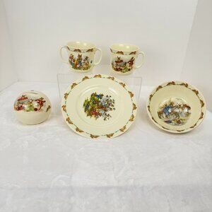 Royal Doulton Bunnykins Nursery Tableware 5 Piece Set Plate Bowl Mugs Coin Bank